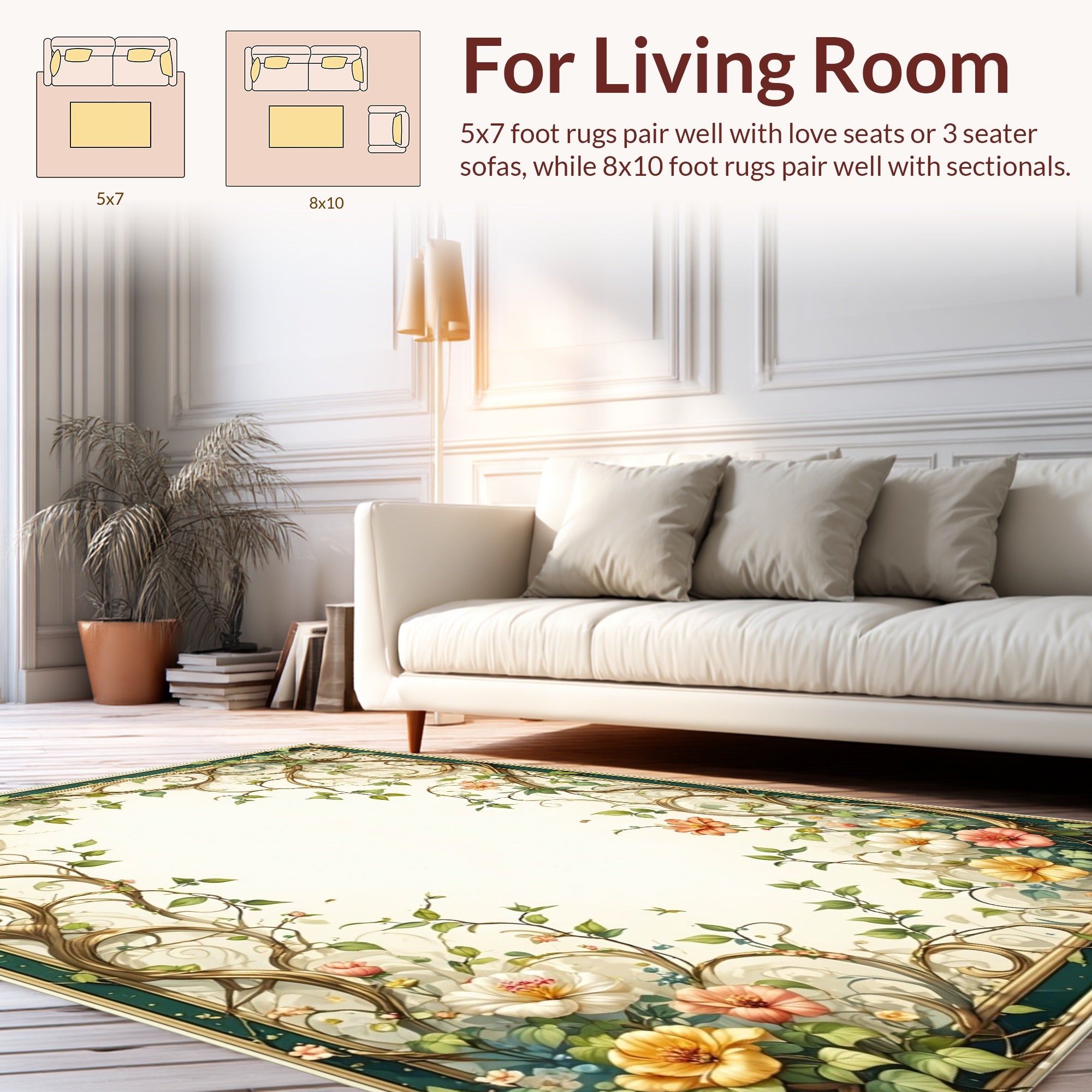 Vines Blossoms Art Nouveau Rug