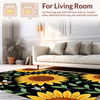 Sunny Sunflower Bees Pattern Rug