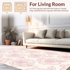 Soft Pink Floral Line Art Rug