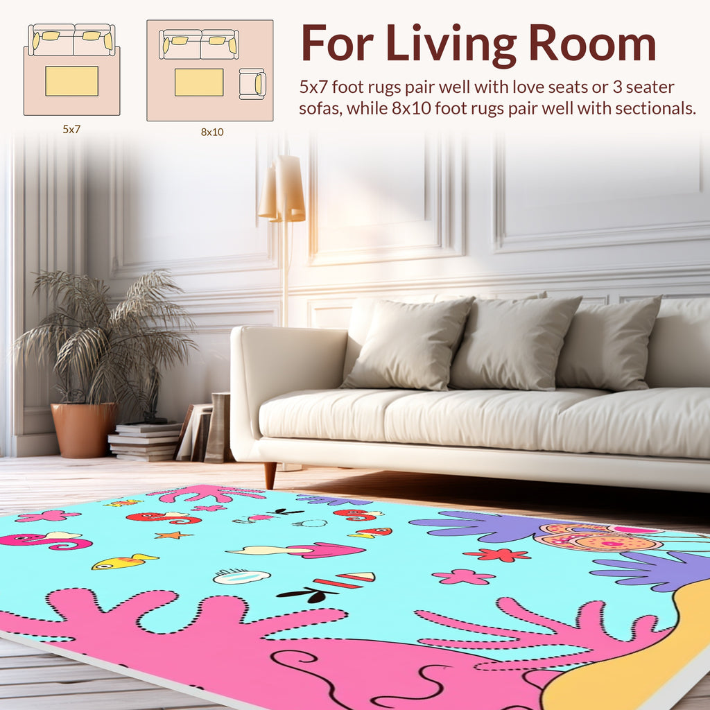 Playful Sea Creature Pattern Rug
