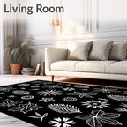 White Botanical Medley Scatter Arrangement Rug