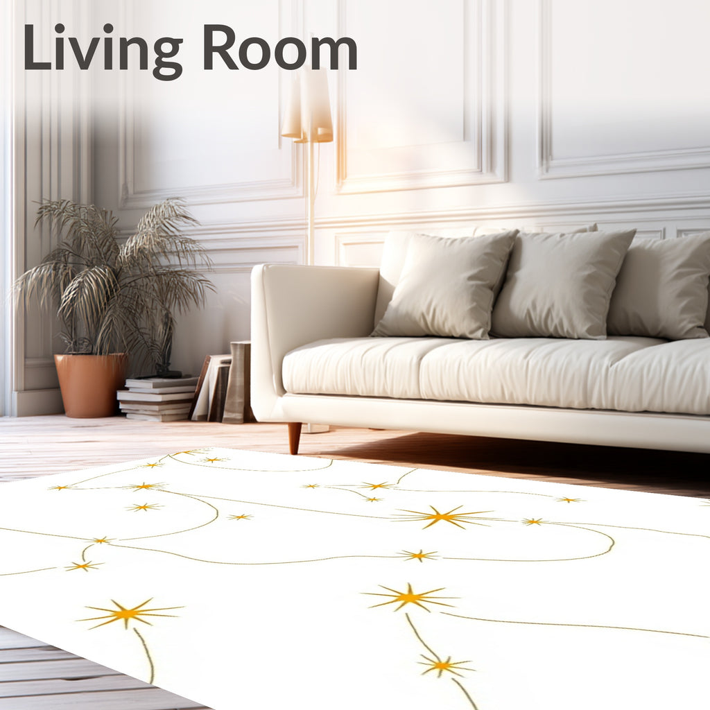 Golden Star Constellation Whimsical Rug