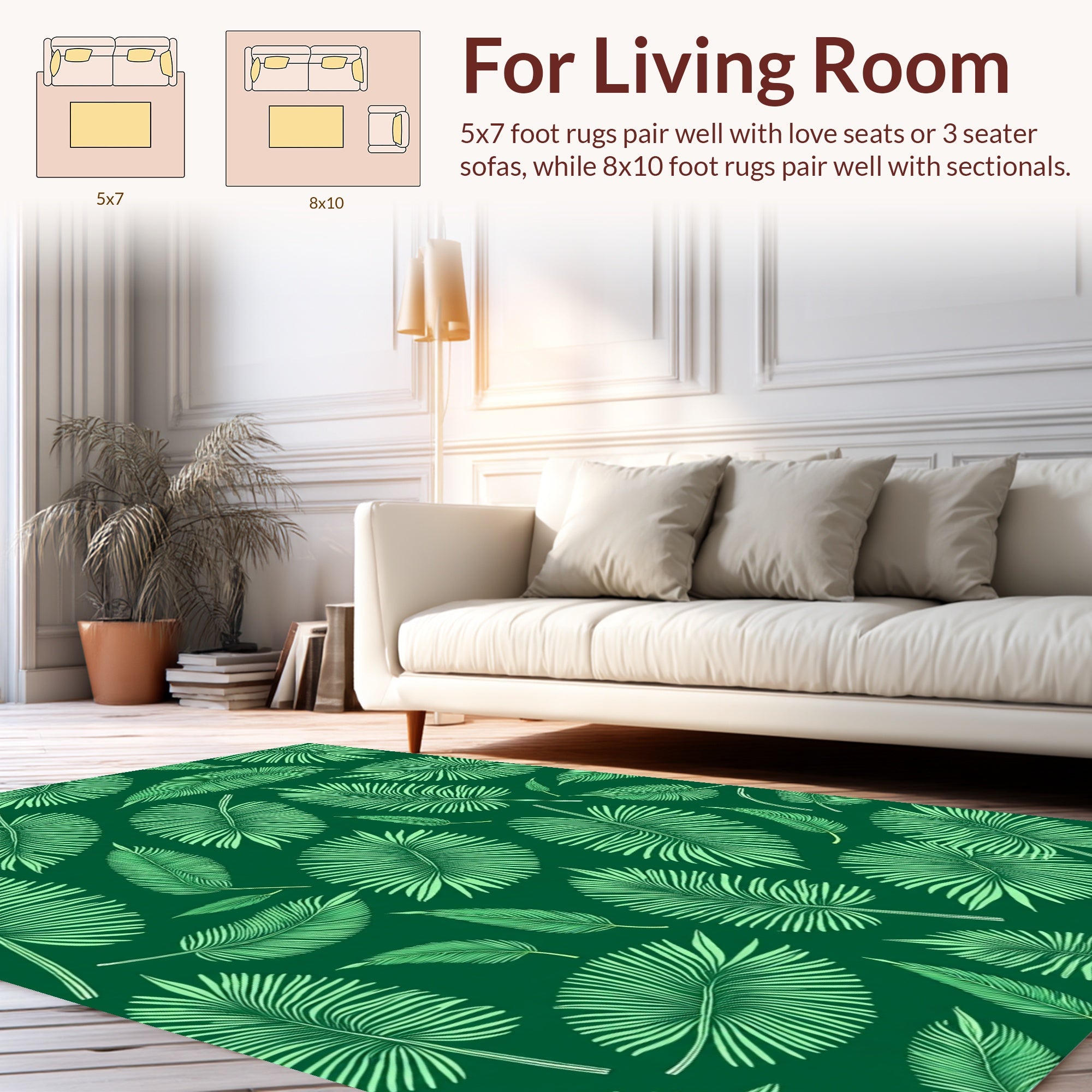 Tropical Palm Leaf Pattern Rug
