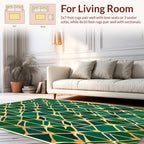 Green Gold Geometric Art Deco Design Rug