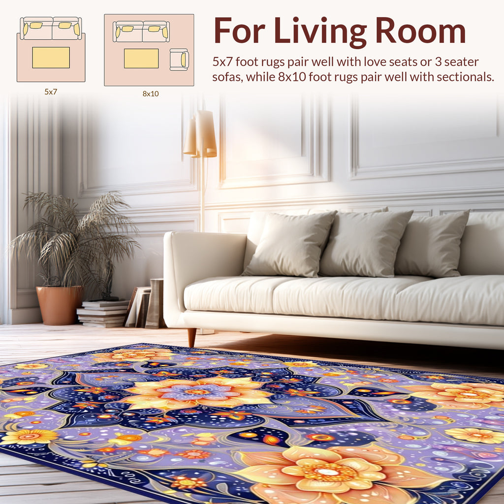 Whimsical Floral Symmetry Pattern Rug