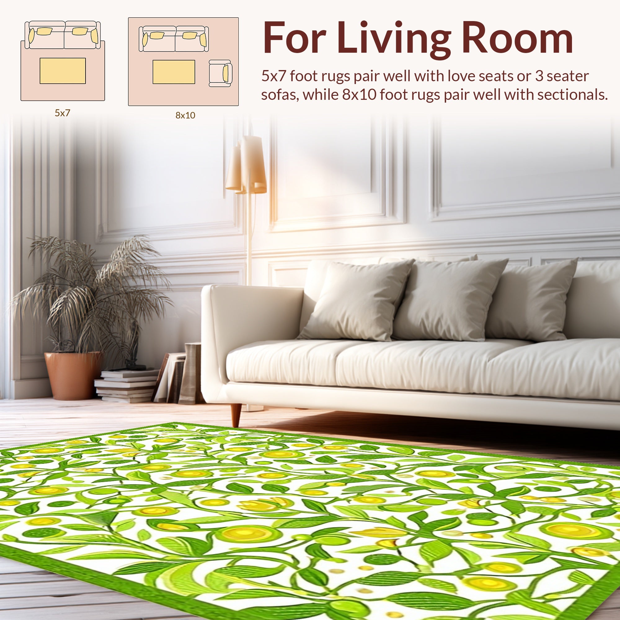 Lush Greenery Citrus Pattern Rug