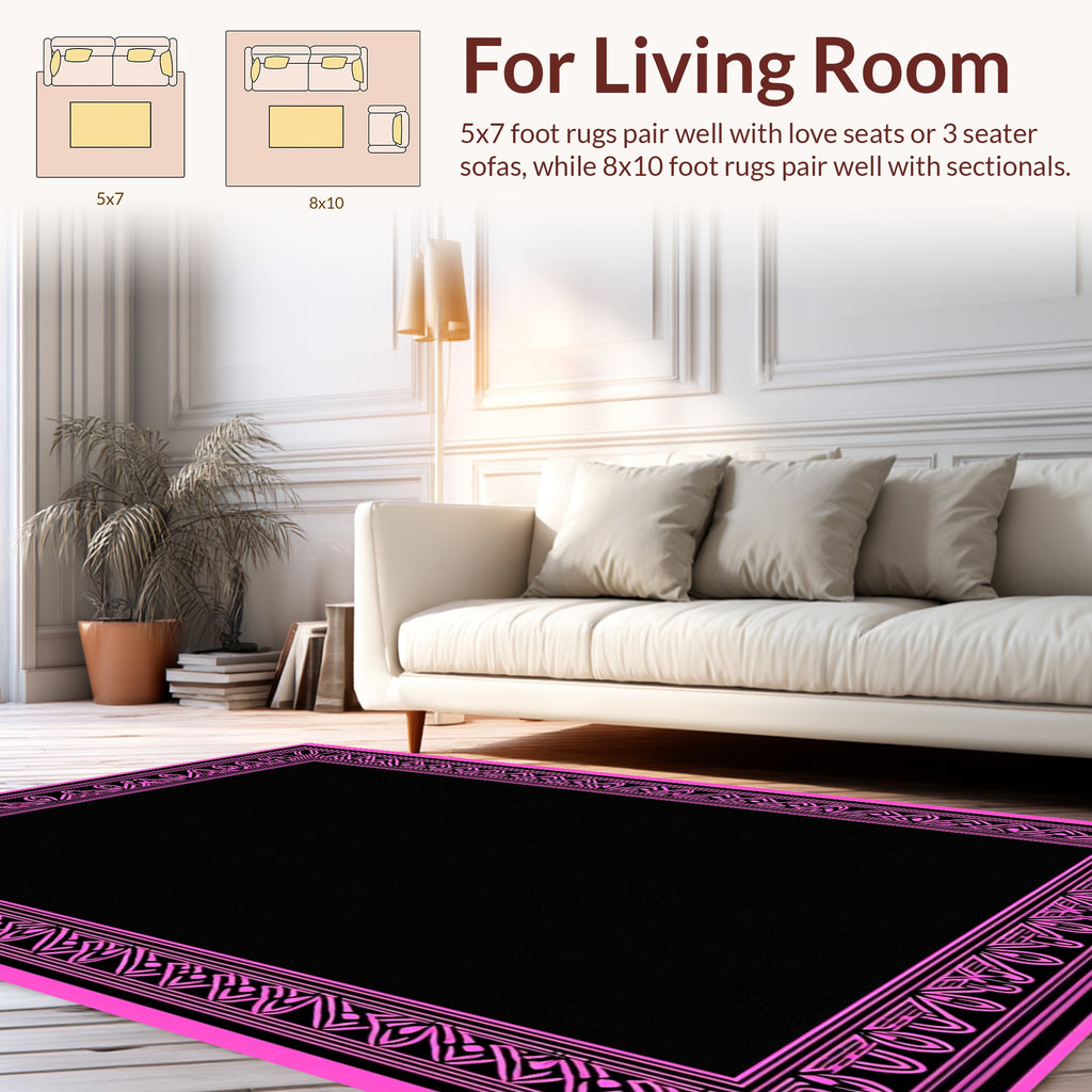 Bold Pink Geometric Frame Rug
