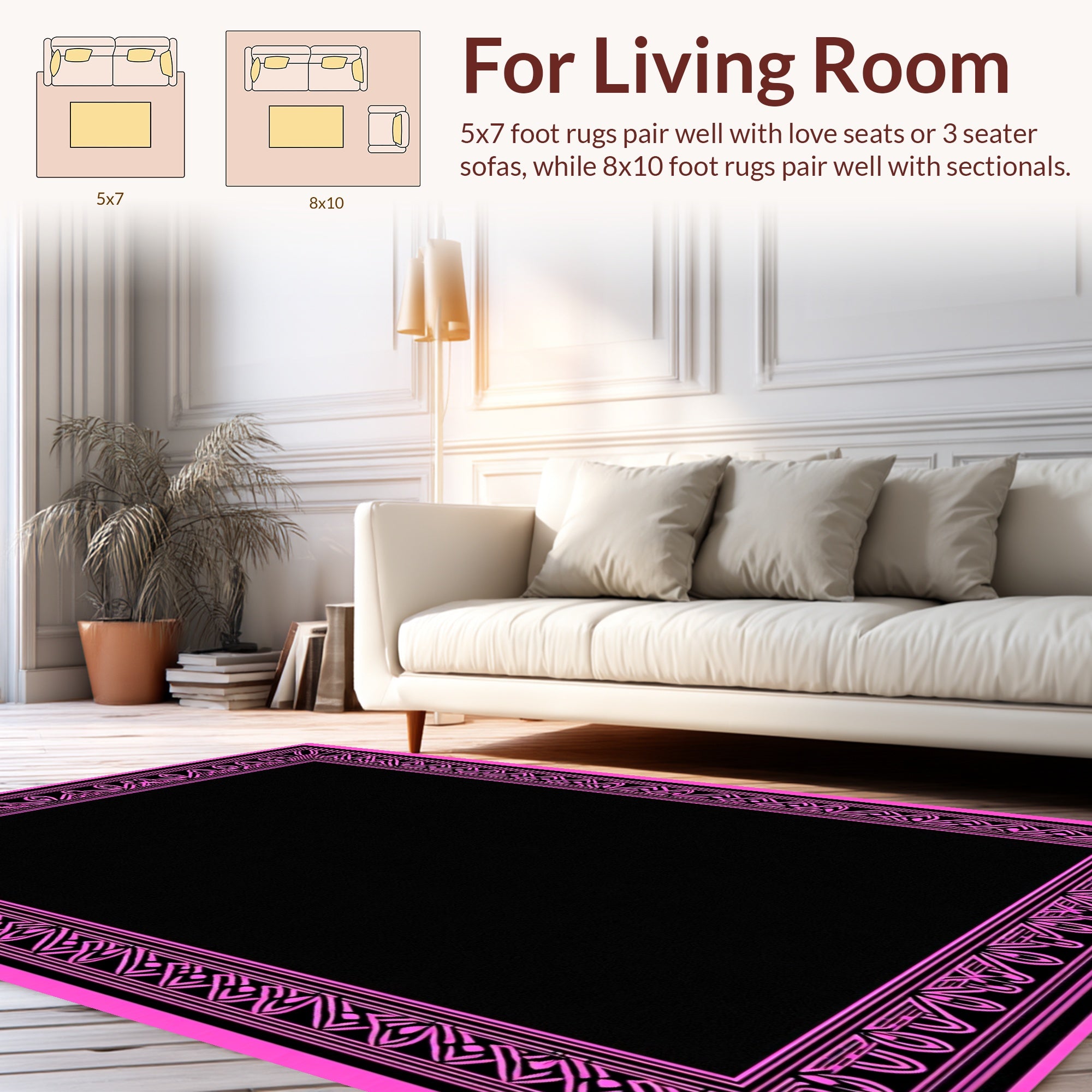 Bold Pink Geometric Frame Rug