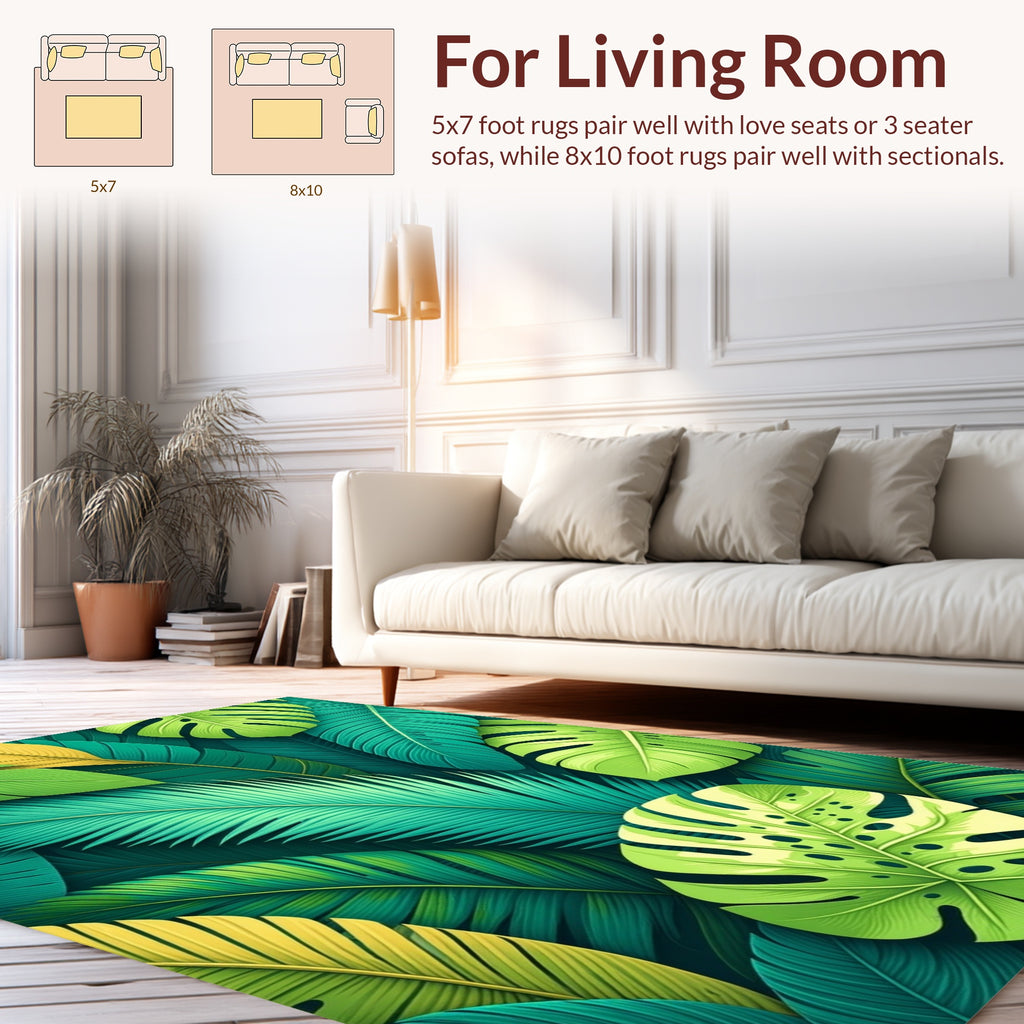 Tropical Leaf Pattern Design Rug