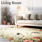 Floral Garden Bird Scenic Artwork Rug