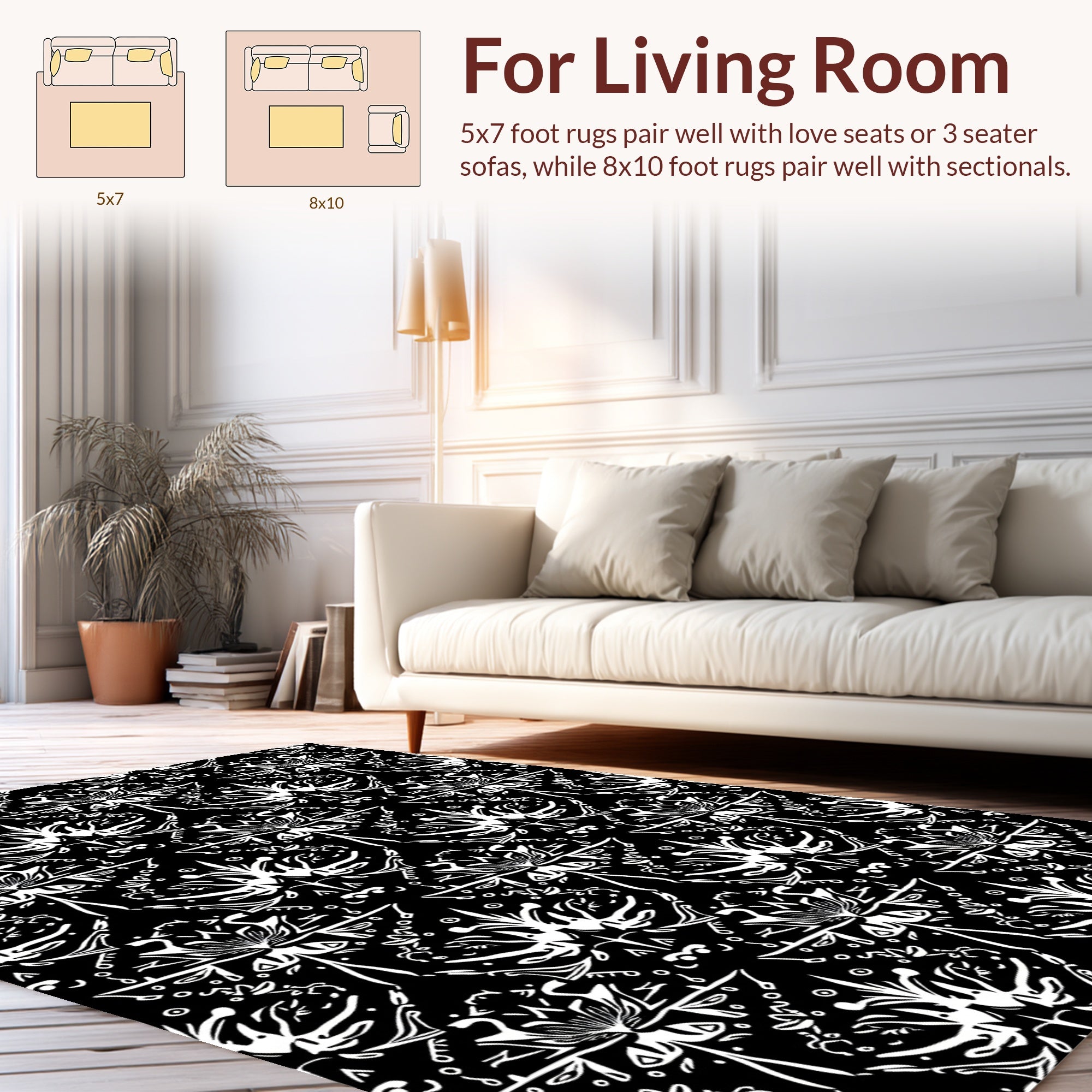 Ornate Floral Symmetry Pattern Rug