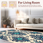 Ornate Teal Floral Damask Pattern Rug