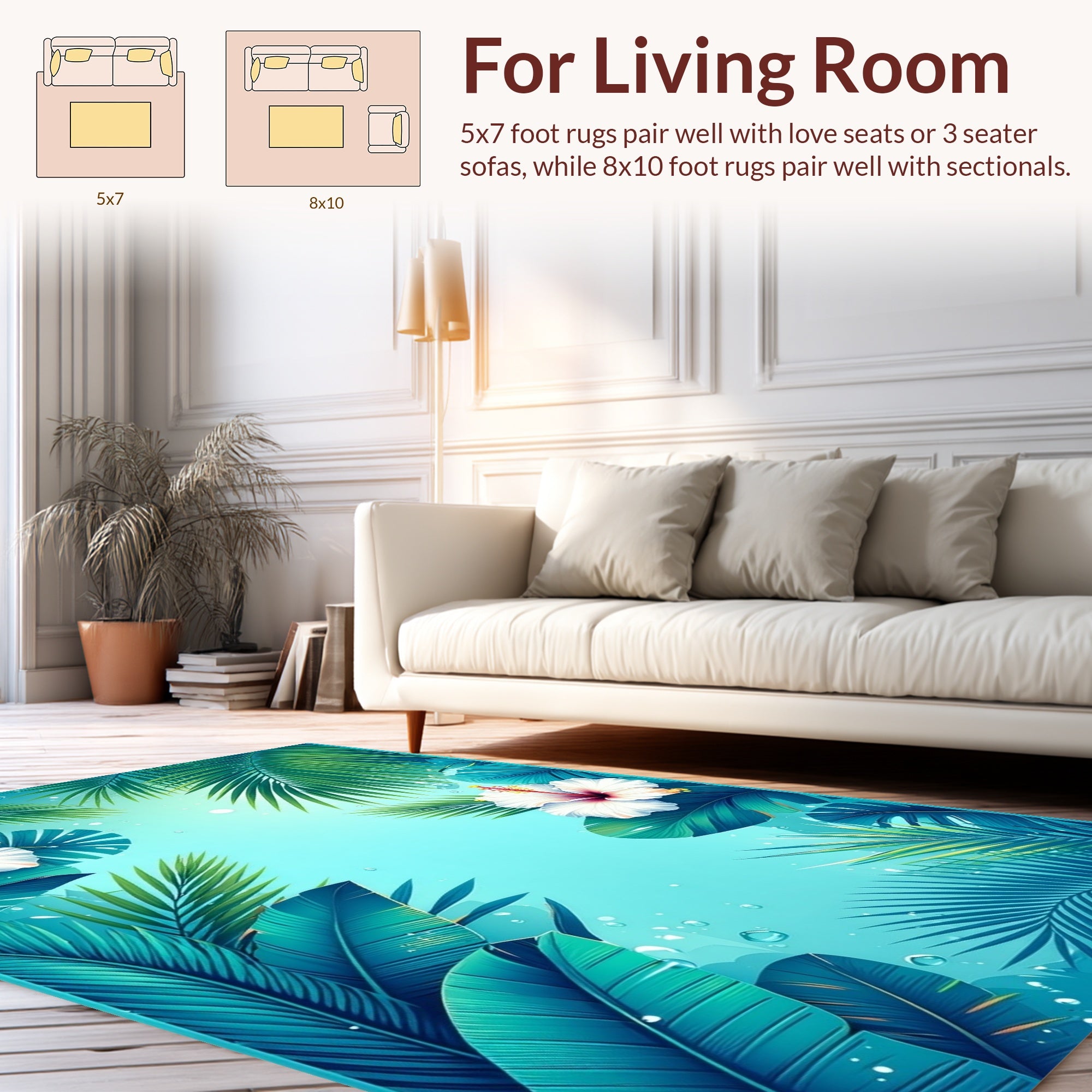 Tropical Hibiscus Leaf Pattern Rug