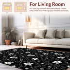 Dark White Skull Floral Vines Rug