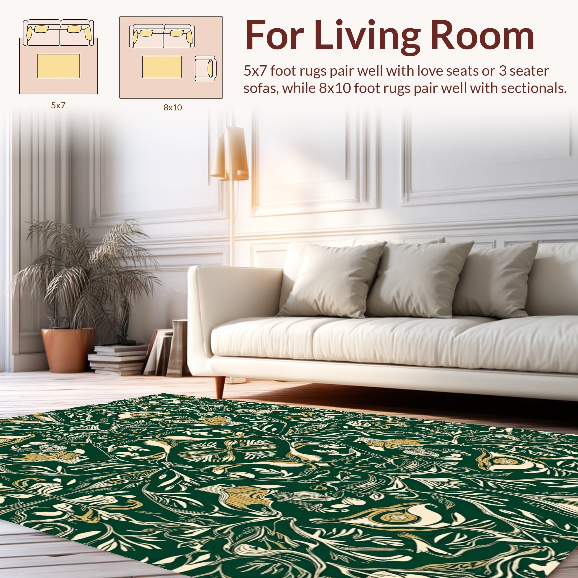 Art Nouveau Floral And Leaf Pattern Rug