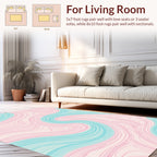 Soft Pink Teal Wavy Flow Decor Rug