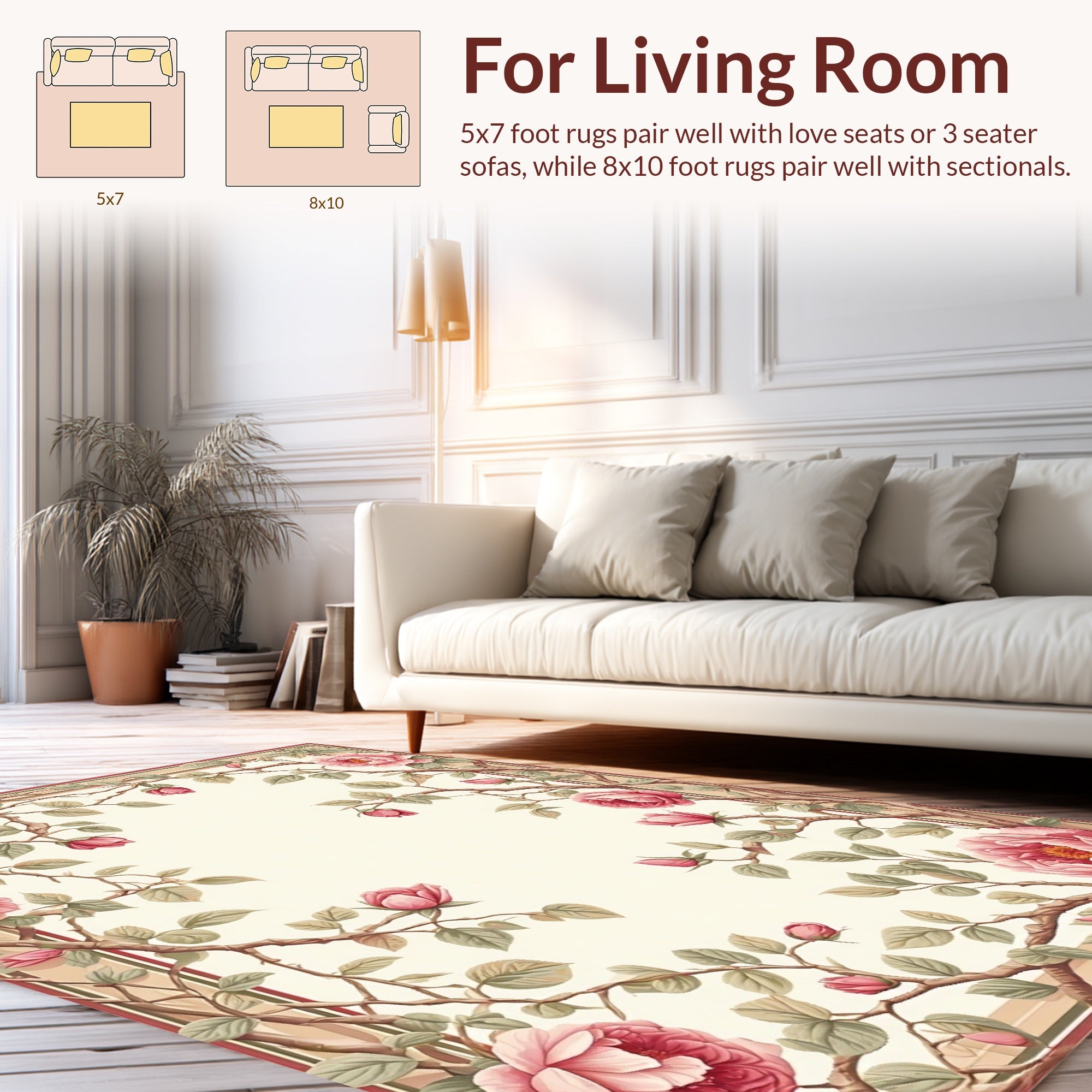 Vintage Rose Botanical Garden Design Rug