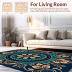 Ornate Floral Mandala Teal Rug