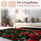 Crimson Rose Vine Floral Pattern Rug