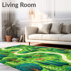 Whimsical Forest Path Woodland Creatures Rug