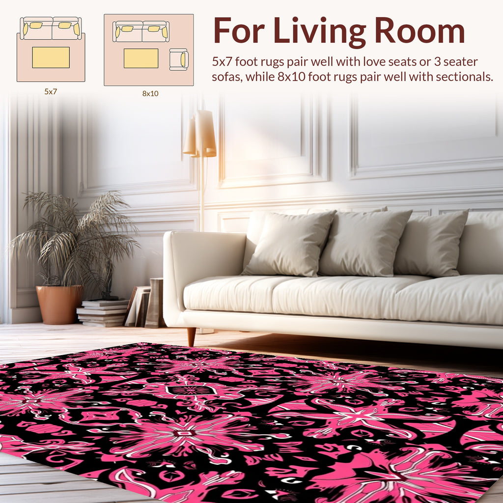 Bold Pink Ornamental Symmetry Pattern Rug