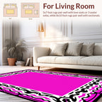 Bold Black White Pink Frame Rug
