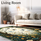 Whimsical Woodland Bee Butterfly Pattern Rug