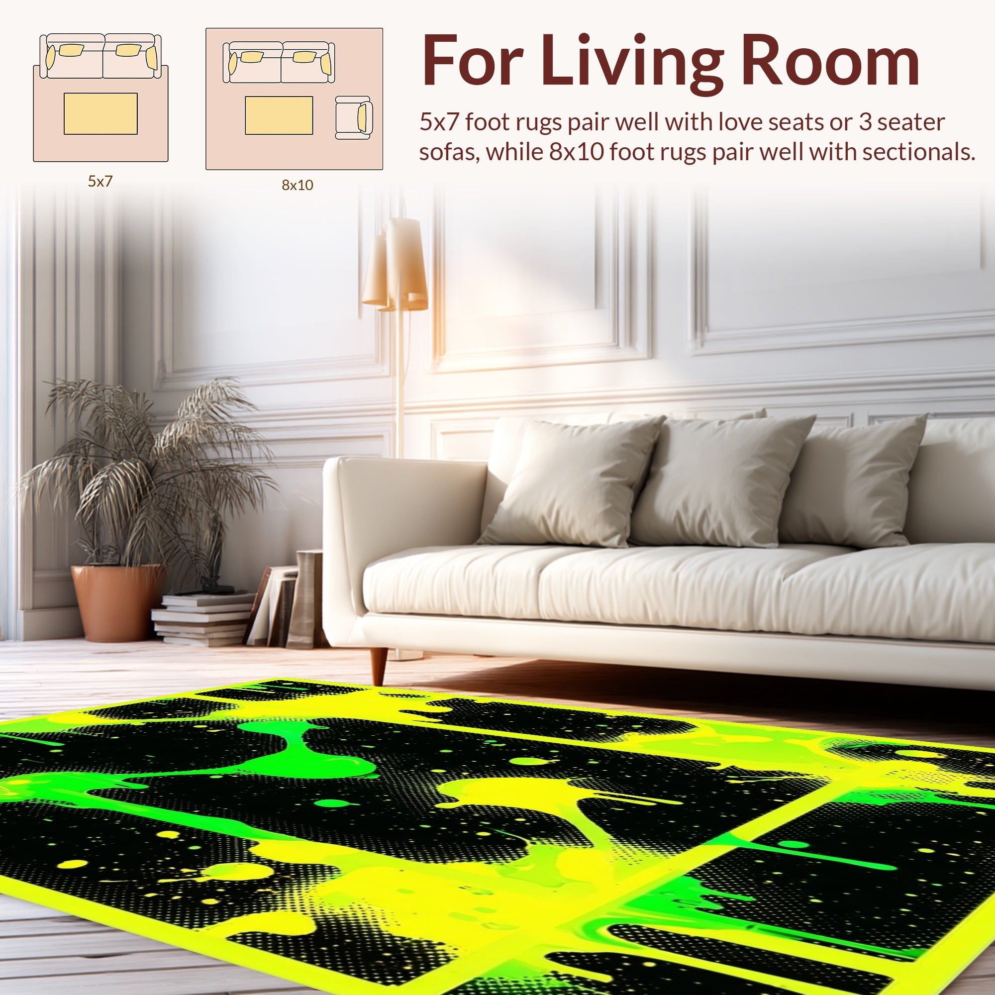 Neon Splatter Drip Abstract Rug