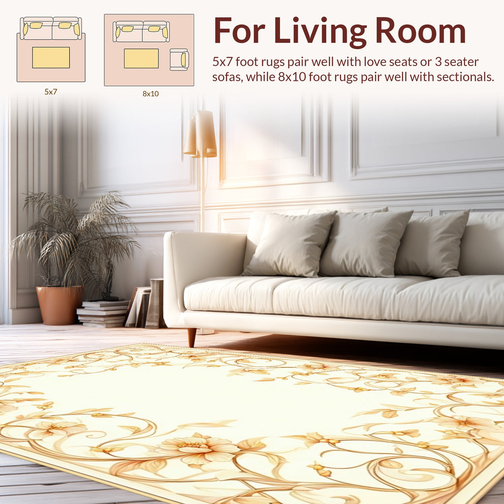 Vintage Floral Swirls Border Design Rug