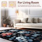 Dark Floral Scroll Pattern Rug