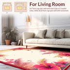 Vibrant Tropical Floral Palm Leaf Design Rug
