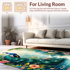 Lush Tropical Peacock Floral Scene Rug