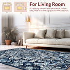 Intricate Blue White Mandala Pattern Rug
