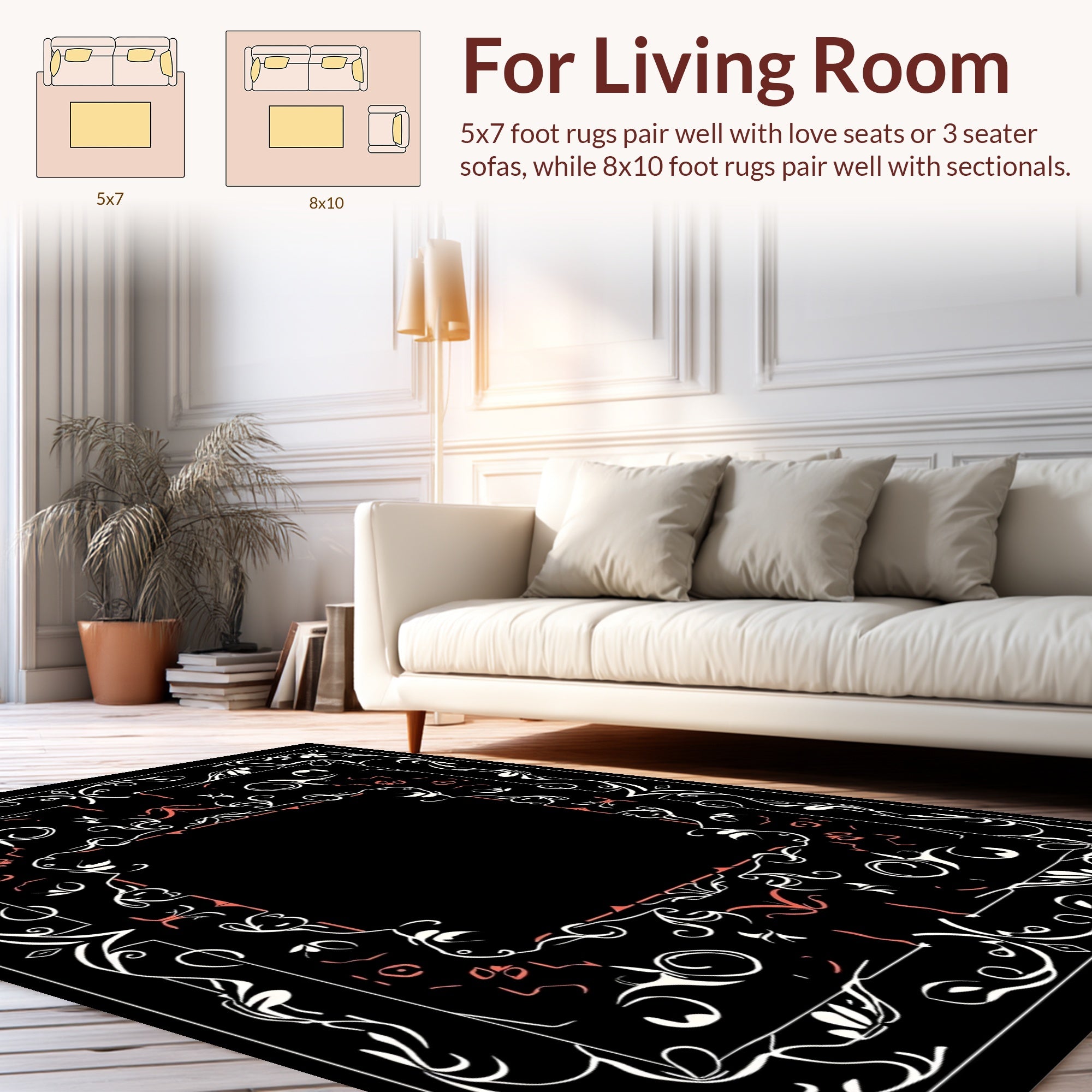 Elegant Ornate Floral Pattern Rug