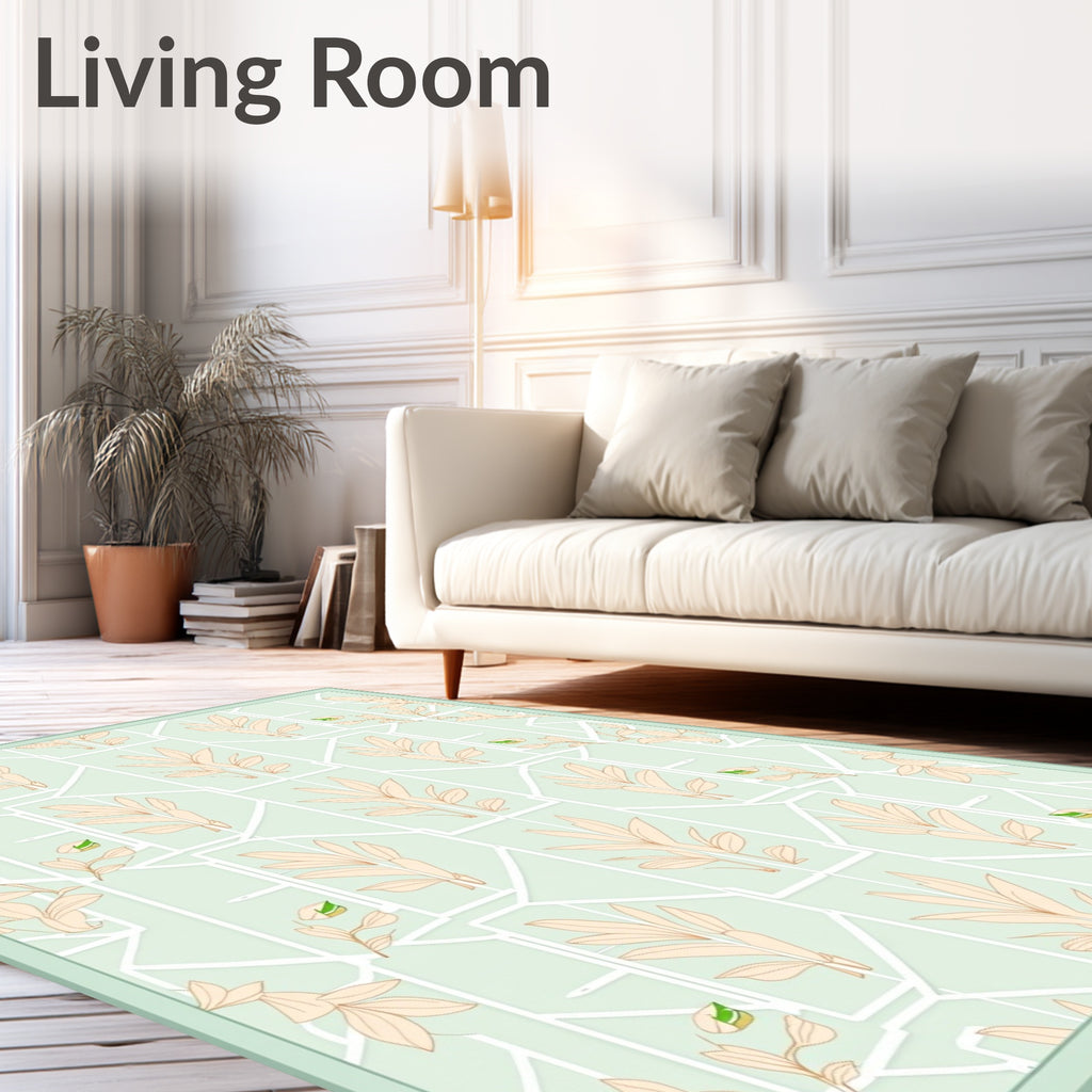 Pale Peach Leaf Geometric Pattern Rug