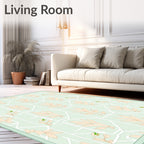 Pale Peach Leaf Geometric Pattern Rug