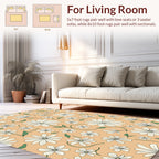 White Daisy Patterned Peach Rug