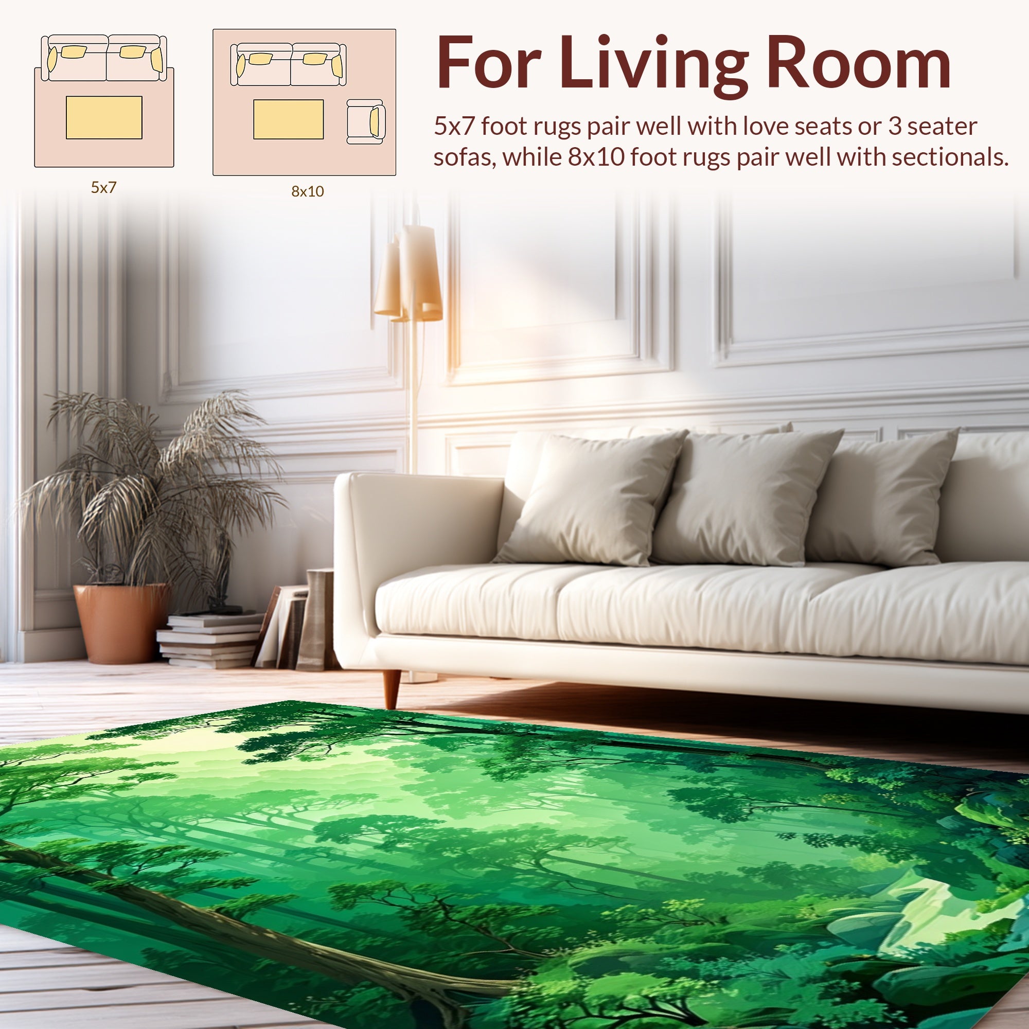 Lush Forest Scene With Vibrant Greenery Rug