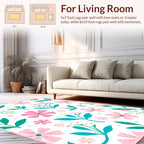 Delicate Pink Yellow Floral Pattern Rug