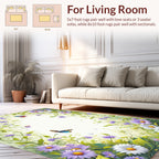 Whimsical Floral Butterfly Garden Design Rug