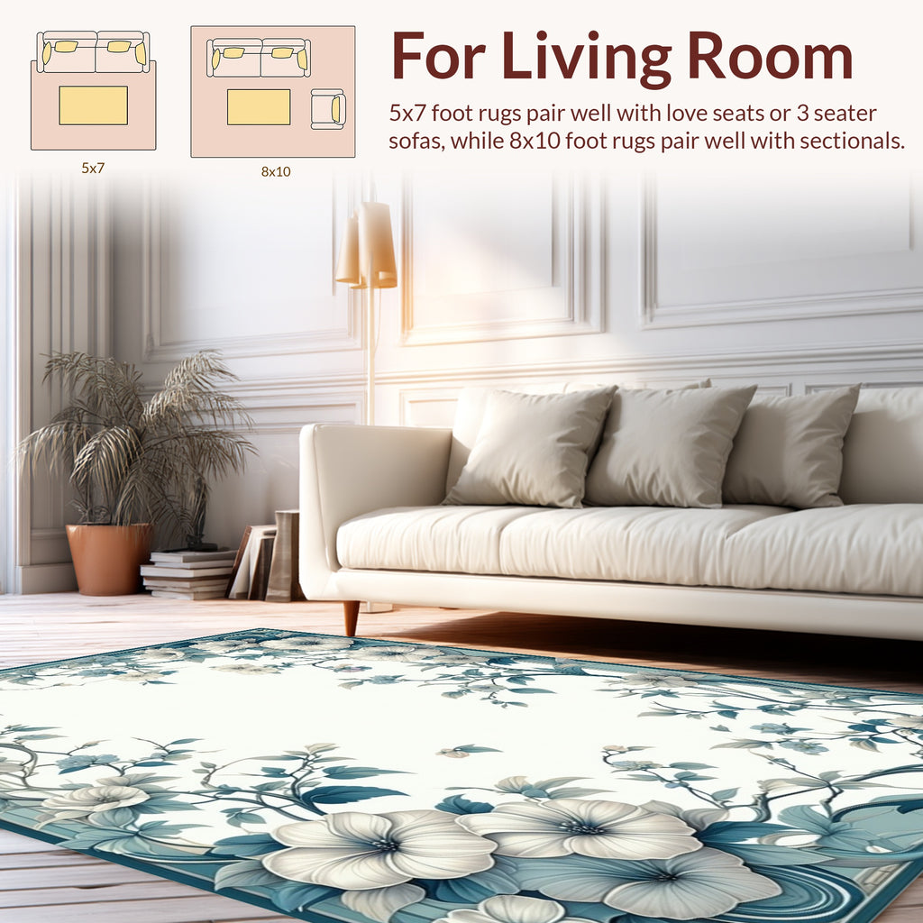 Elegant Floral Vine Border Design Rug