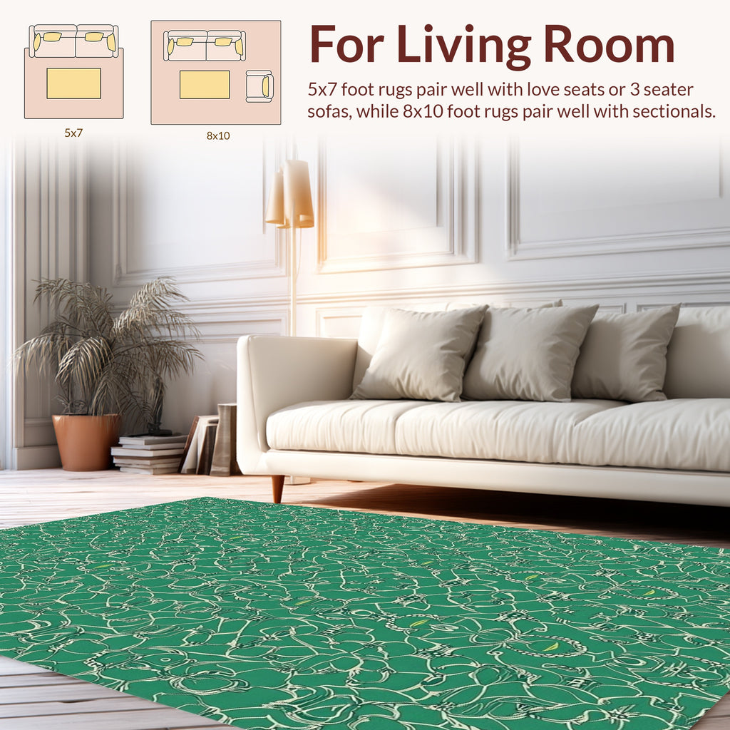 Green Vintage Ornate Pattern Rug