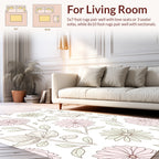 Pale Pink Floral Sketch Pattern Rug