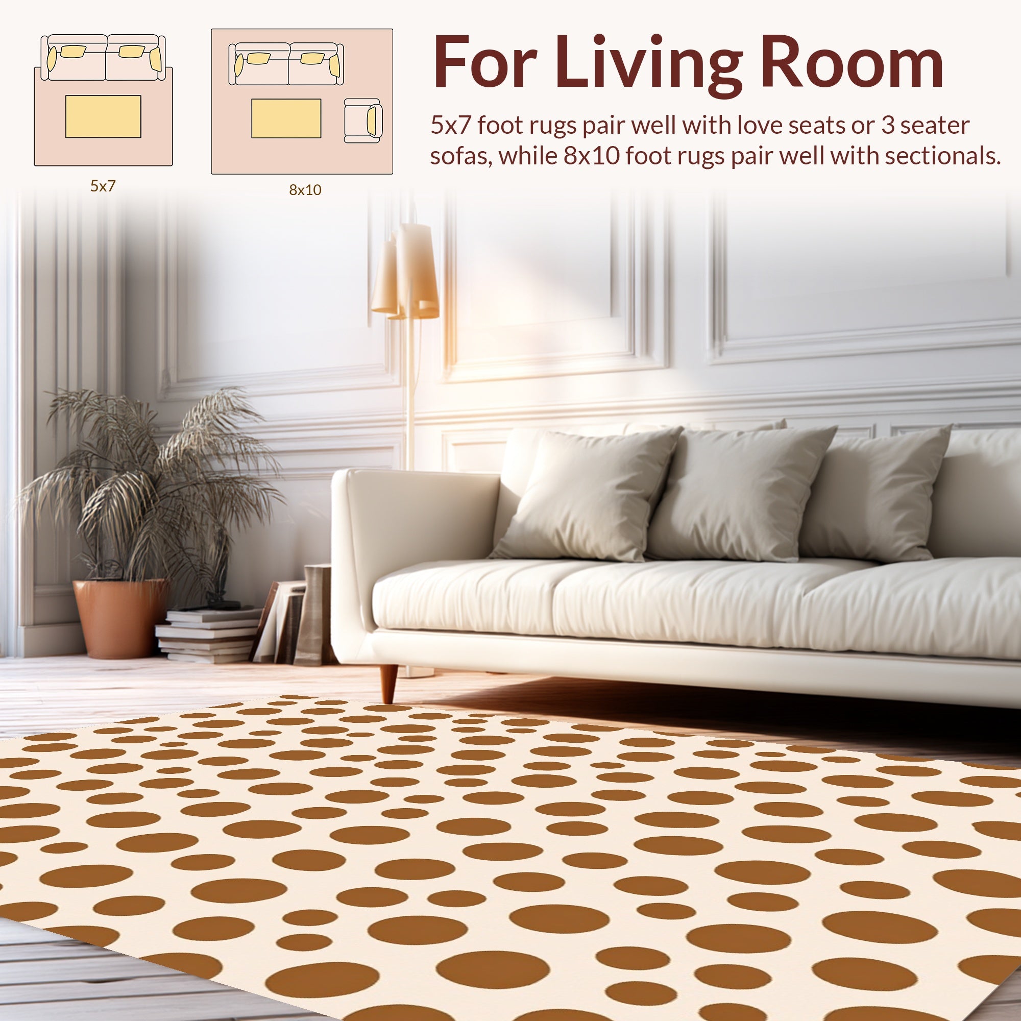 Brown Polka Dot Pattern Design Rug