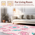 Pink Teal Whimsical Creature Pattern Rug