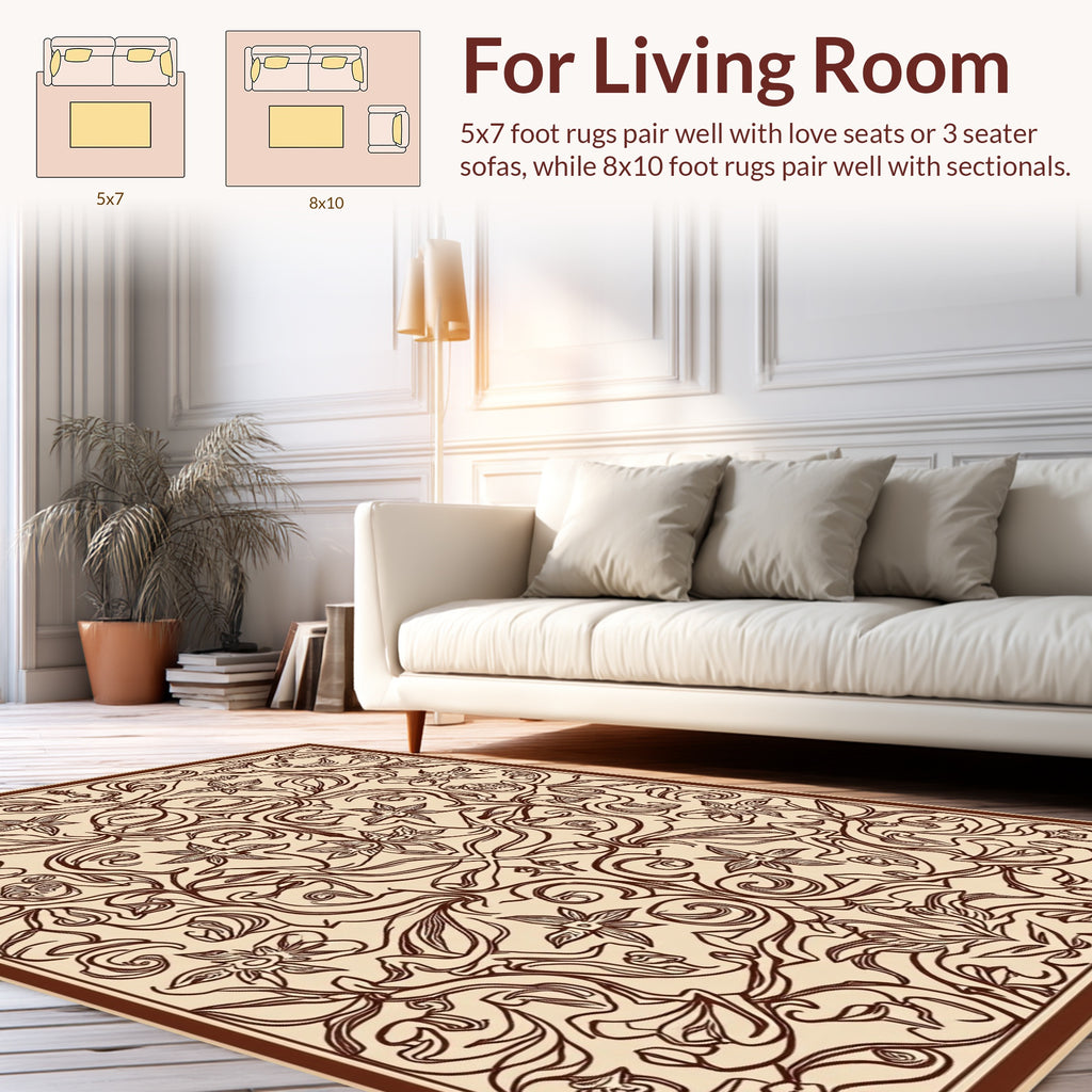 Ornate Floral Swirl Pattern Rug