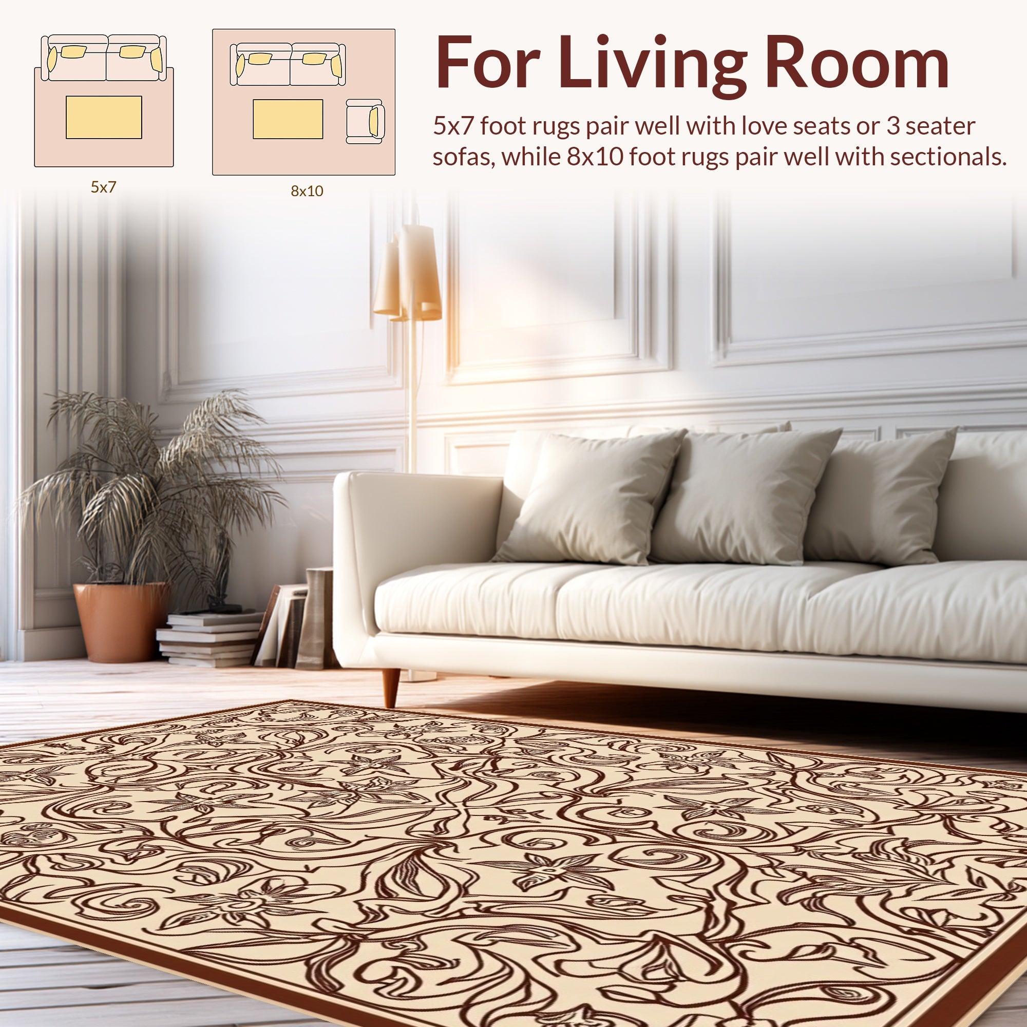 Ornate Floral Swirl Pattern Rug