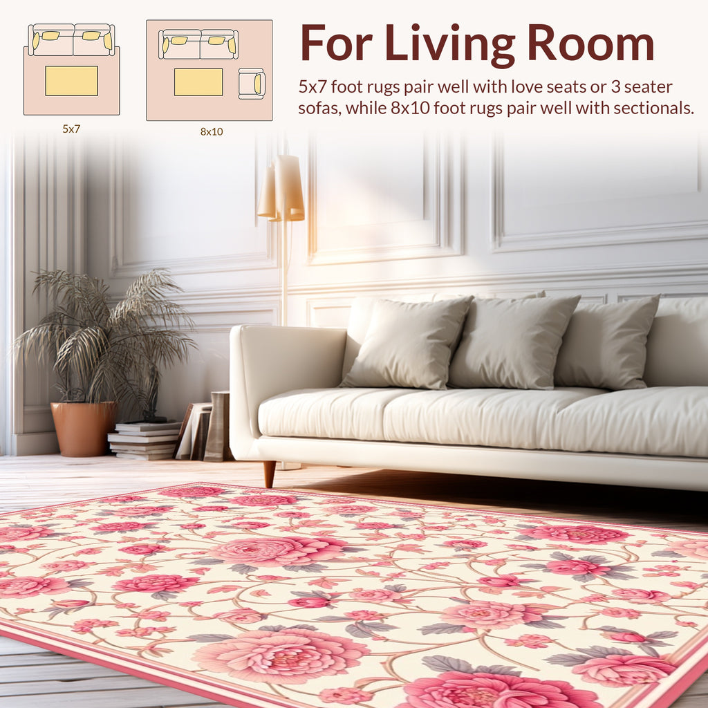 Floral Garden Pink Blossom Design Rug
