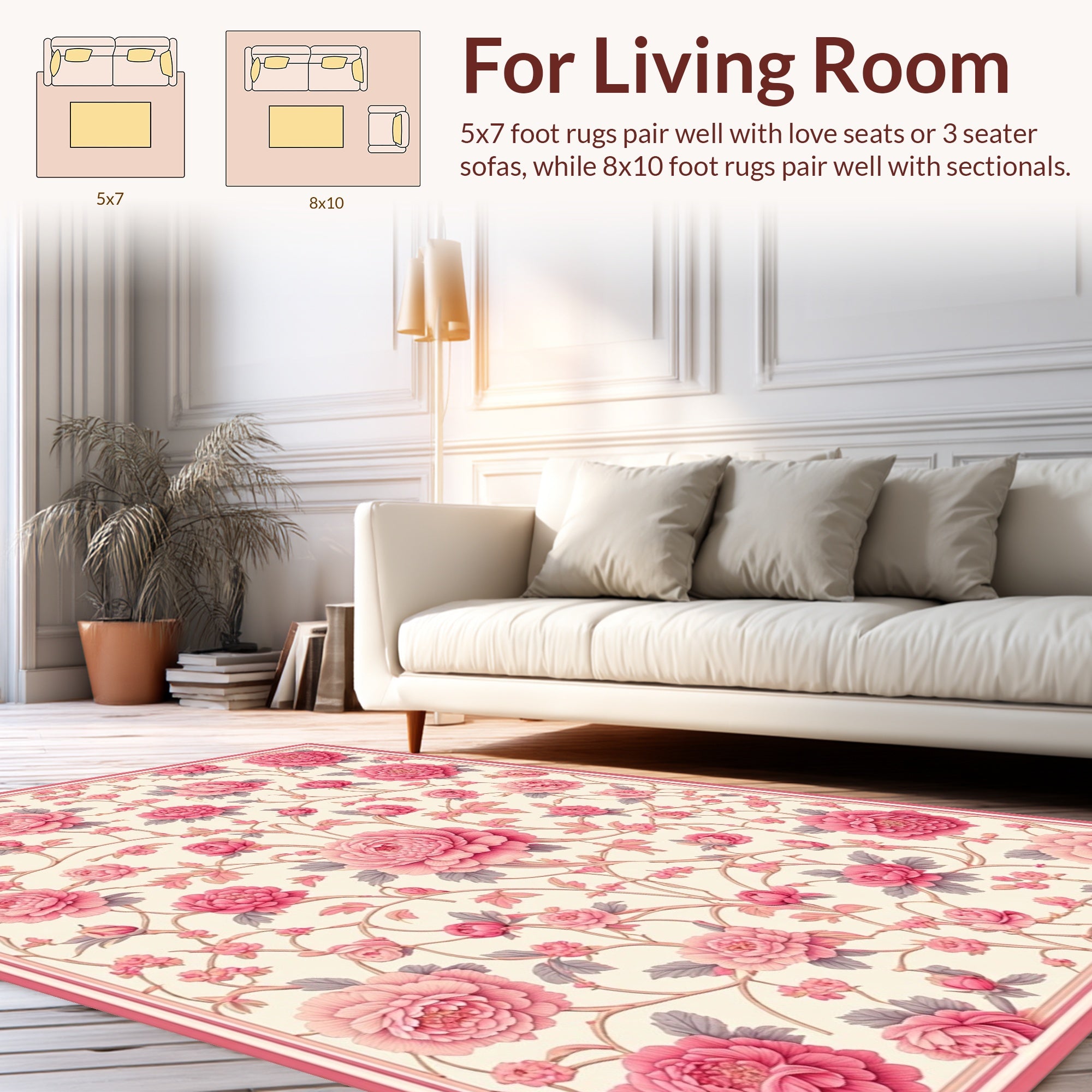 Floral Garden Pink Blossom Design Rug