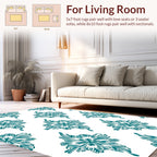 Teal Abstract Floral Whimsical Design Rug